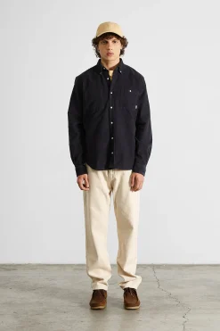 Best Sale Microcord Shirt Plain Navy Men Shirts