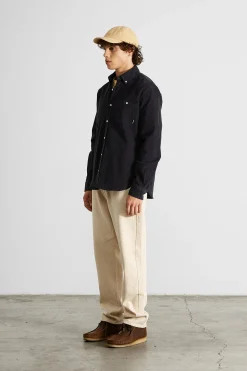Best Sale Microcord Shirt Plain Navy Men Shirts