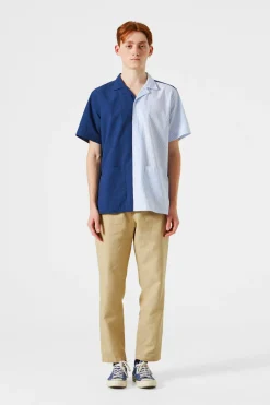 Discount Middle Shirt Colour Block Navy Men Shirts