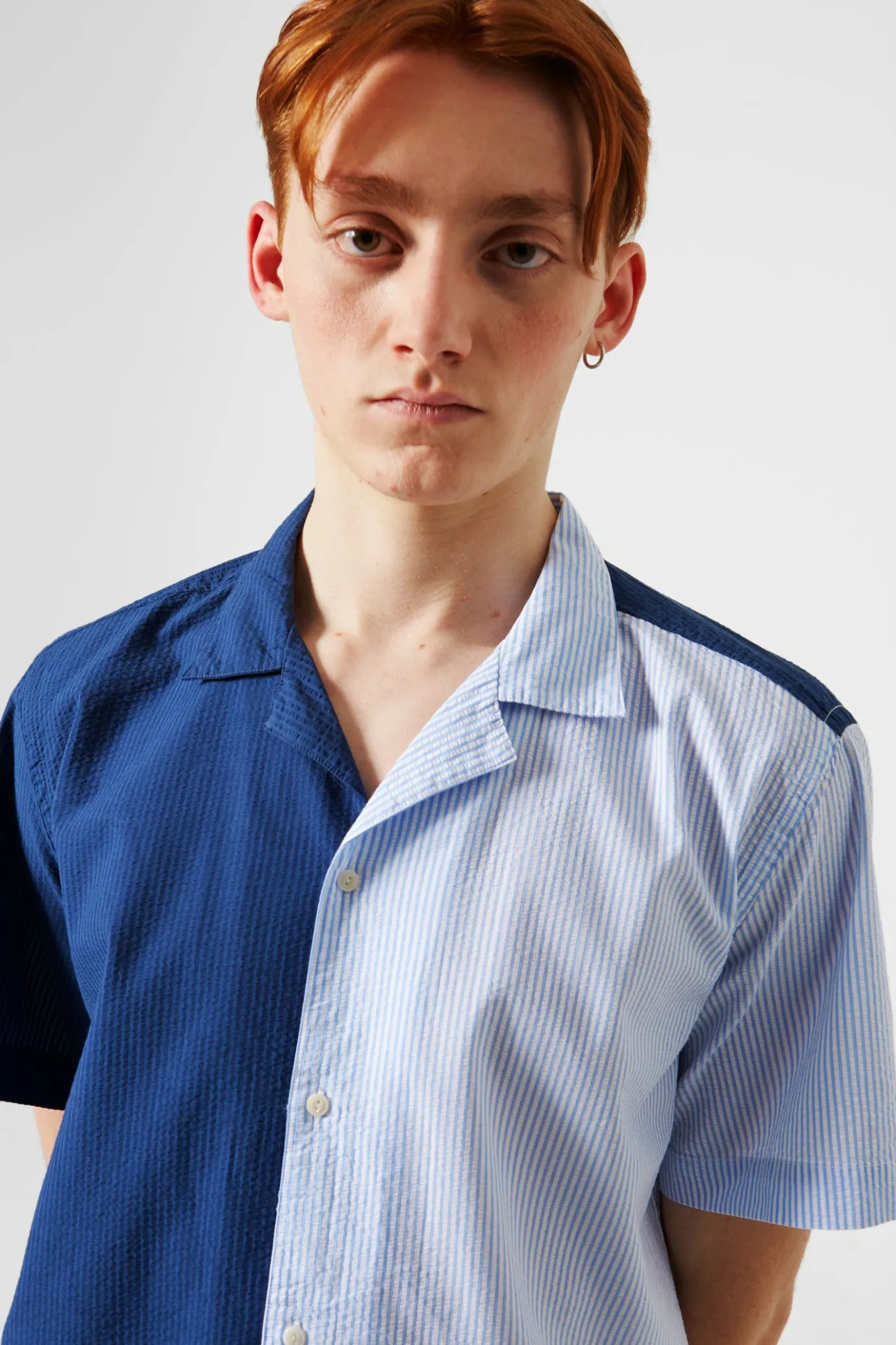 Discount Middle Shirt Colour Block Navy Men Shirts