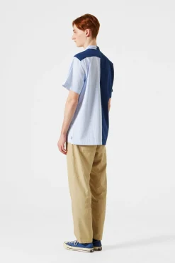 Discount Middle Shirt Colour Block Navy Men Shirts