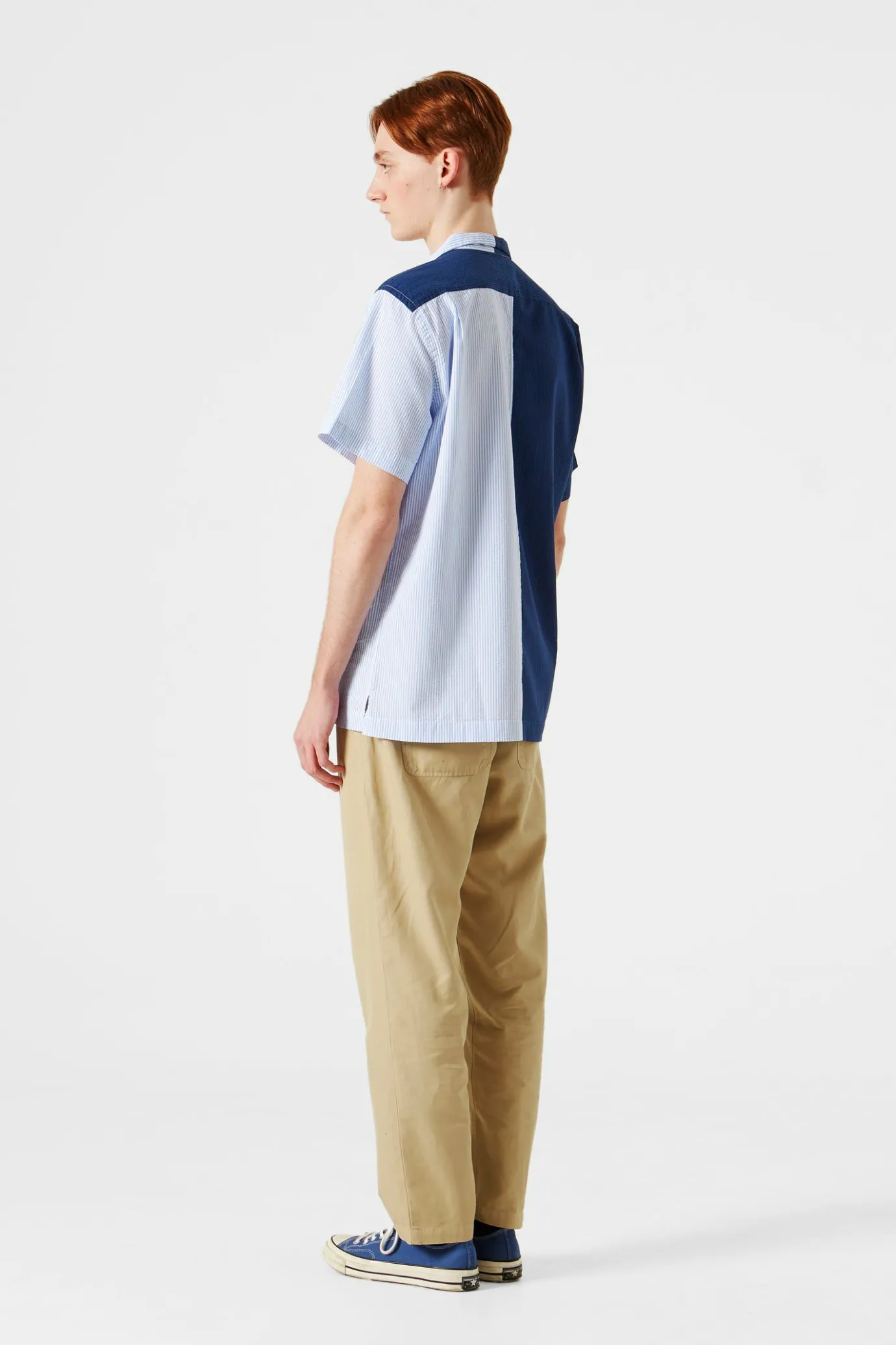 Discount Middle Shirt Colour Block Navy Men Shirts