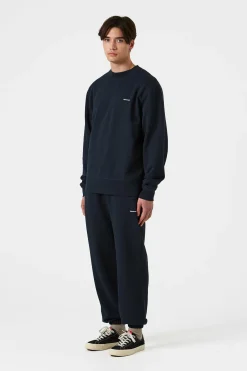 New Mini Logo Pants Plain Navy Men Trousers