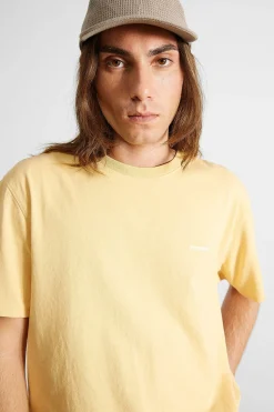 Discount Mini Logo Plain Light Yellow Men T-Shirts