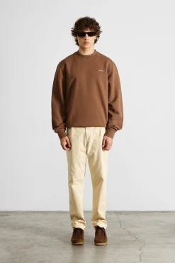 Shop Mini Logo Sw Plain Brown Men Sweatshirts