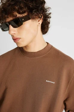 Shop Mini Logo Sw Plain Brown Men Sweatshirts