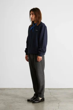 Hot Mini Logo Sw Plain Navy Men Sweatshirts