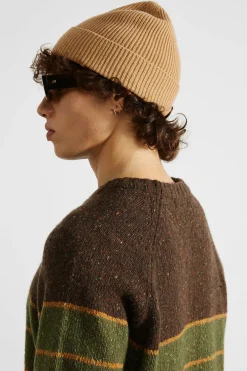 Best Multi Stripes Sweater Plain Brown Men Knitwear