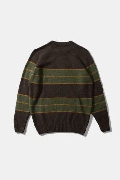 Best Multi Stripes Sweater Plain Brown Men Knitwear