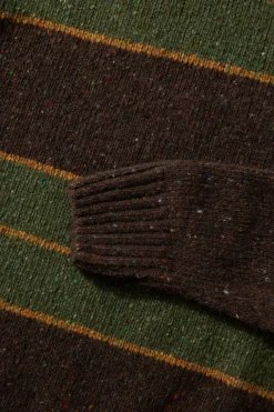 Best Multi Stripes Sweater Plain Brown Men Knitwear