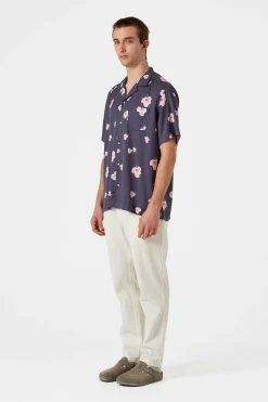 Hot Orchid Short Sleeve Plain Navy Men Shirts