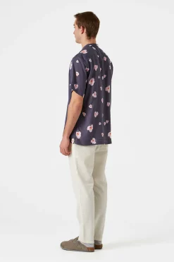 Hot Orchid Short Sleeve Plain Navy Men Shirts