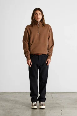 Cheap Page Zip Plain Brown Men Sweatshirts
