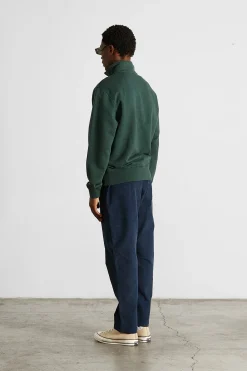 Fashion Page Zip Plain Dk Green Men Sweatshirts