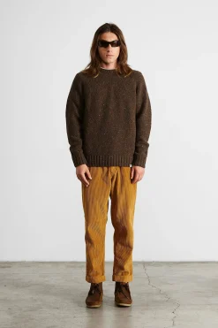 Hot Paris Sweater Plain Brown Men Knitwear