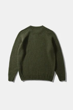 Clearance Paris Sweater Plain Olive Men Knitwear