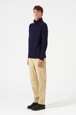 Best Sale Paris Turtle Neck Plain Navy Men Knitwear