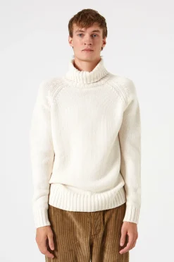 Clearance Paris Turtle Neck Plain Off White Men Knitwear