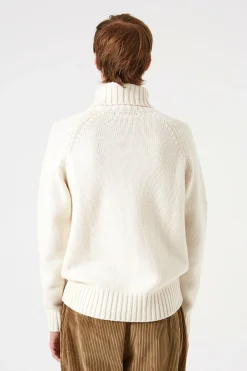 Clearance Paris Turtle Neck Plain Off White Men Knitwear