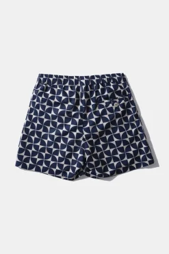 Fashion Pinwheel Classic Plain Navy Men Swimwear