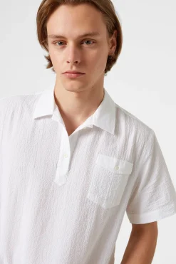 Store Polo Shirt Seersucker Plain White Men Shirts
