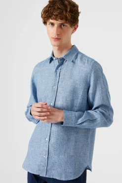 Outlet Port Shirt Plain Blue Men Shirts