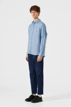 Outlet Port Shirt Plain Blue Men Shirts