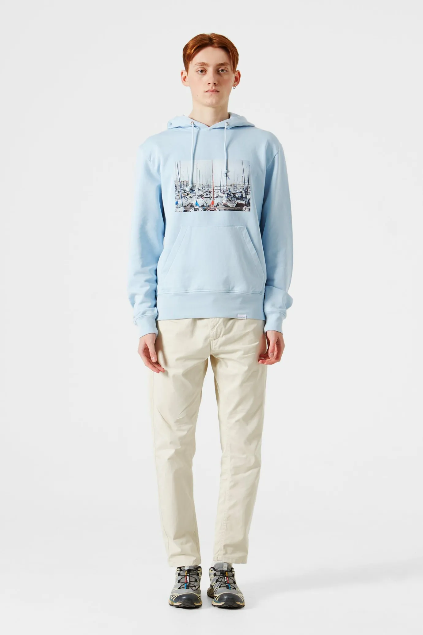 Hot Quay Plain Light Blue Men Sweatshirts