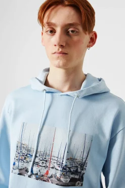 Hot Quay Plain Light Blue Men Sweatshirts