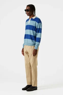Hot Rugby Knitted Polo Plain Blue Men Knitwear