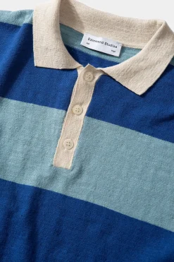 Hot Rugby Knitted Polo Plain Blue Men Knitwear