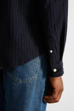 Sale Seam Shirt Plain Navy Men Shirts
