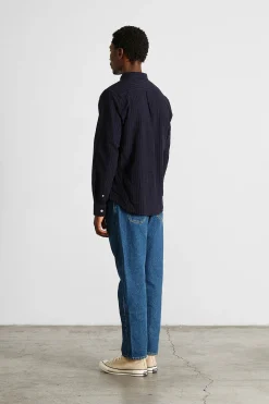 Sale Seam Shirt Plain Navy Men Shirts