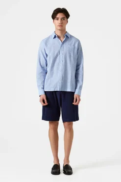 Shop Seersucker Shirt Plain Light Blue Men Shirts