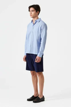 Shop Seersucker Shirt Plain Light Blue Men Shirts