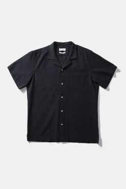 Fashion Seersucker Shirt Plain Navy Men Shirts
