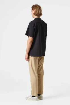 Fashion Seersucker Shirt Plain Navy Men Shirts