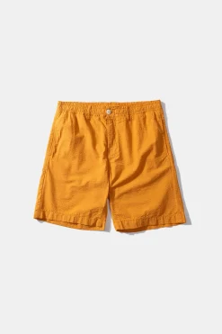 Sale Seersucker Shorts Plain Mustard Men Trousers