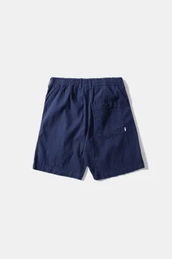 Cheap Seersucker Shorts Plain Navy Men Trousers