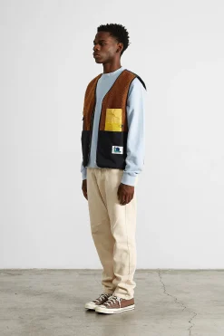 Hot Shearling Vest Plain Brown Men Outerwear