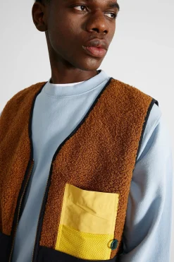 Hot Shearling Vest Plain Brown Men Outerwear