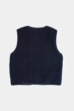 Clearance Shearling Vest Plain Navy Men Outerwear