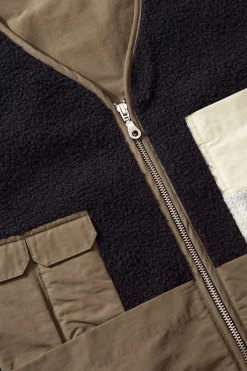 Outlet Shearling Vest Plain Navy Men Outerwear