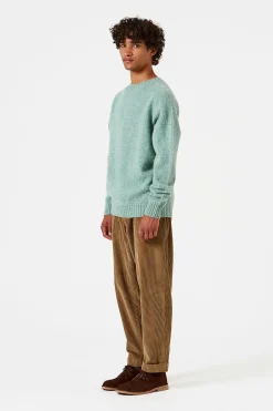 Clearance Shetland Sweater Plain Turquoise Men Knitwear