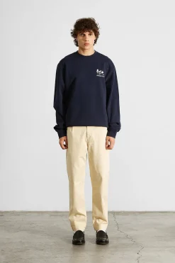Cheap Slow Rythms Sw Plain Navy Men Sweatshirts