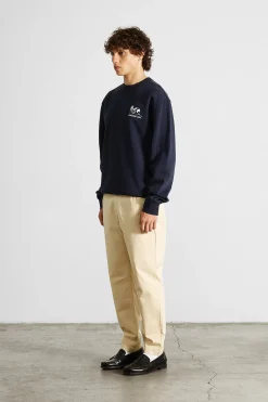 Cheap Slow Rythms Sw Plain Navy Men Sweatshirts