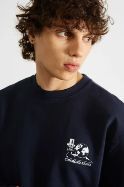 Cheap Slow Rythms Sw Plain Navy Men Sweatshirts