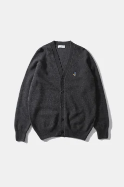 Hot Special Duck Cardigan Plain Grey Men Knitwear