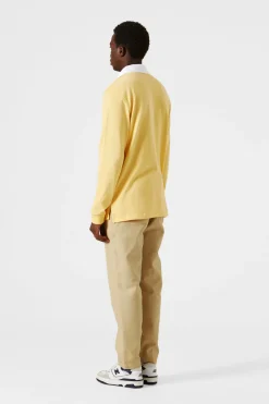 Fashion Spring Polo Plain Yellow Men Polos