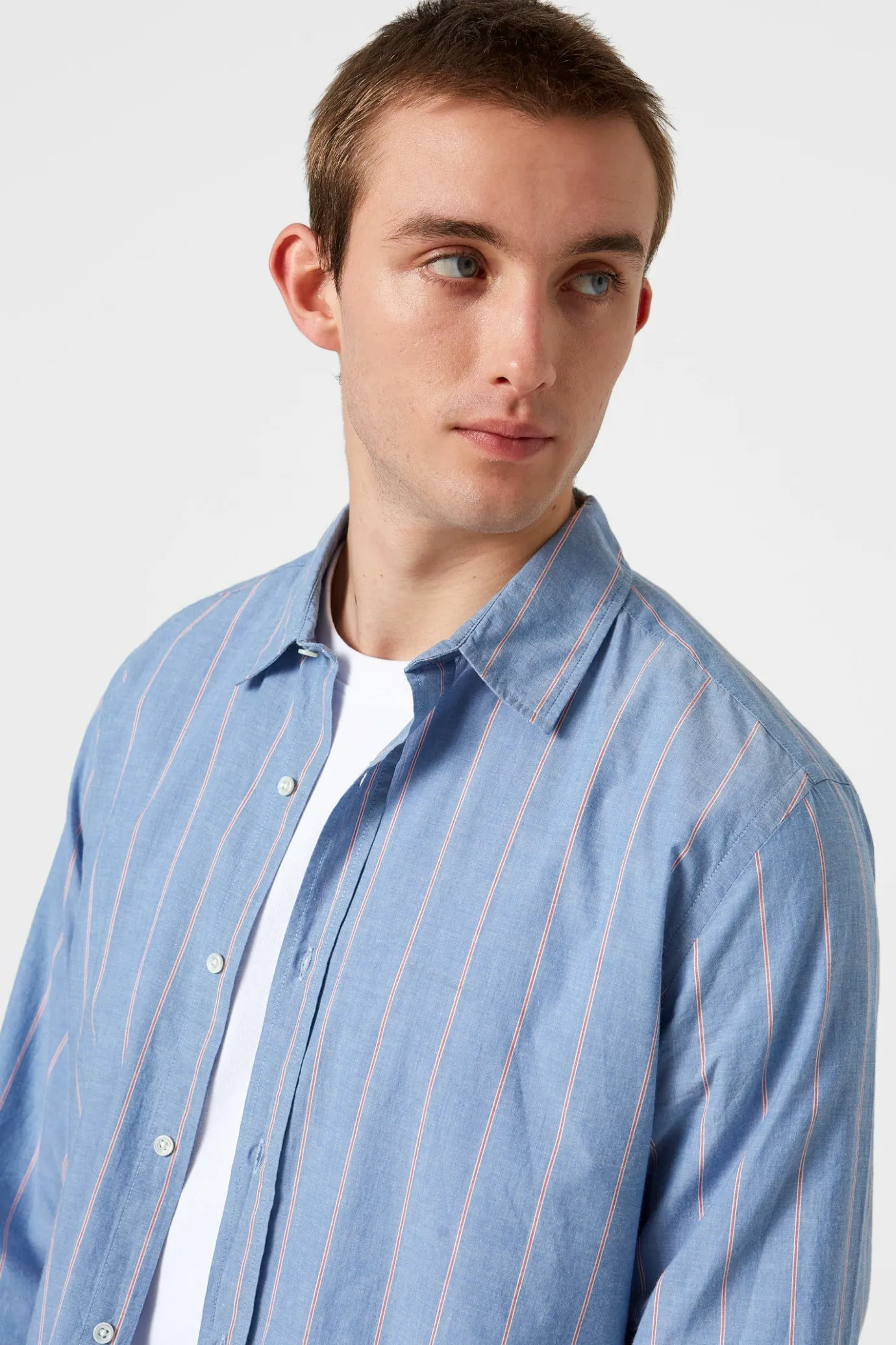 Cheap Striped Blue Red Shirt Plain Blue Men Shirts